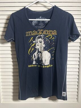 Madonna Like a Virgin Graphic V-Neck Tee - Navy